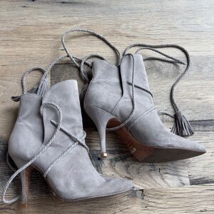 SCHUTZ Gray Suede Heeled Boots